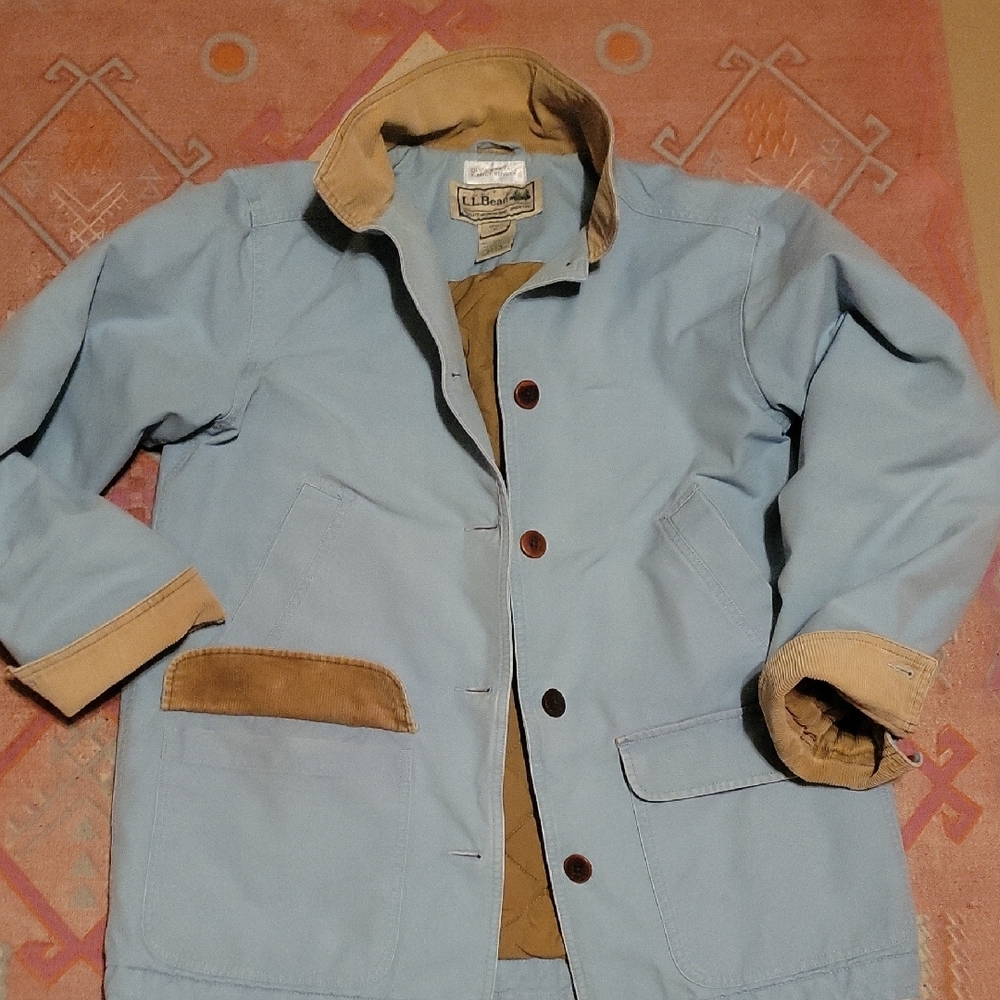 L.L. Bean Adirondak Chore/Barn Jacket Blue with Tan Corduroy Accents